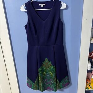 Isaac Mizrahi Purple Dress with Green Paisley Accent